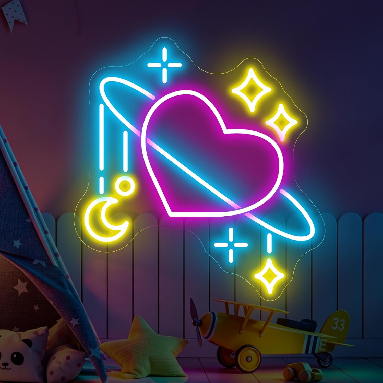 Baby Nursery Wall Lights - Неоновая вывеска «Космическая планета», светодиодный неоновый