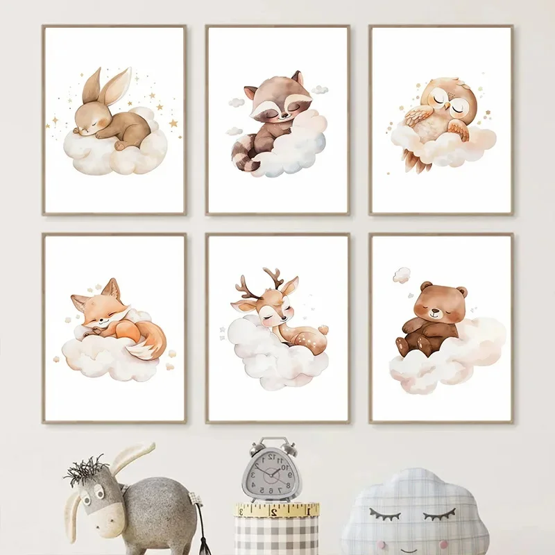 Baby Nursery Frames - Мультфильм Облако Животное Холст Картина Настенное