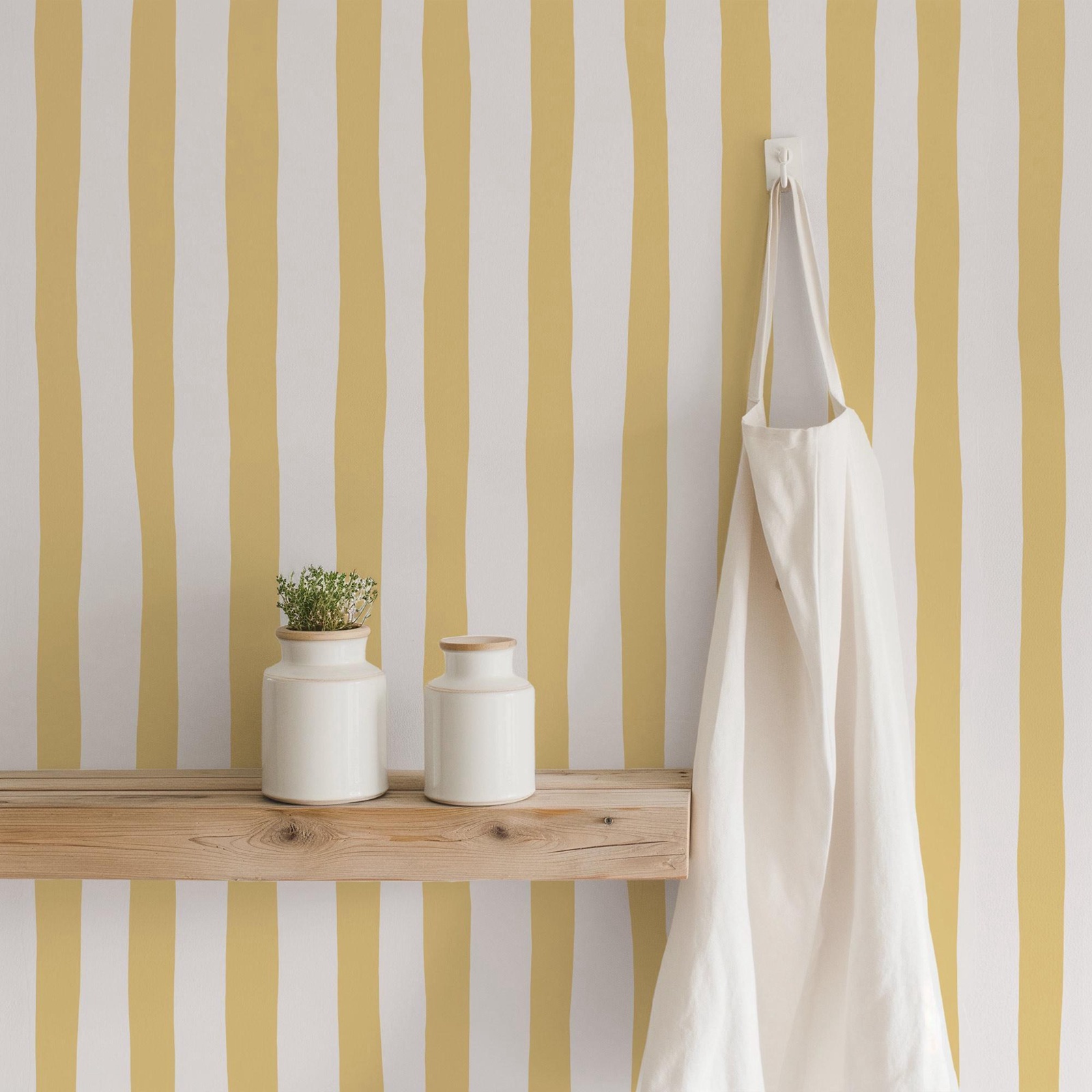 Baby Nursery Peel And Stick Wallpaper - Обои Sunshine Yellow Wobbly Stripes Peel